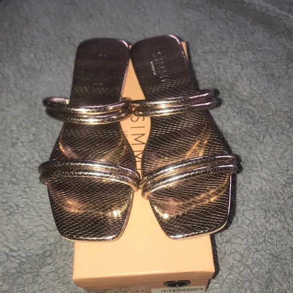 Shoes - Rose Gold Snake Strappy Slides